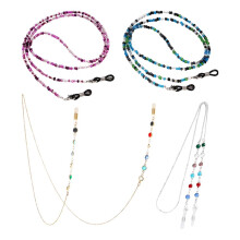 4 Pcs Crystal Beaded Eyeglass Chain with Anti Slip Adjustable Sunglasses Strap for Women