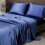 Soft Matte Satin Polyester Bed Sheet Set Twin Blue 5