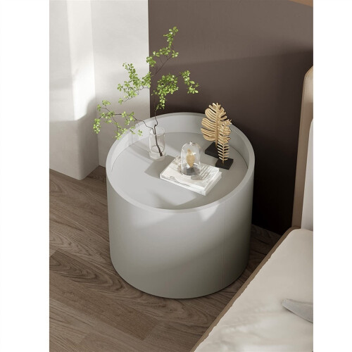 Modern Solid Wood Nightstand with Drawer, Compact Bedside Table for Bedroom Storage, 50x46CM 2