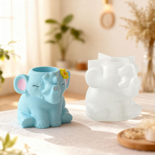 Silicone Mold for Elephant Vase Candle Cup Succulent Planter 1