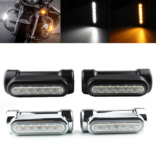 2X Motorcycle LED Highway Bar Switchback Driving Light/Turn Signal Light(Black) 2