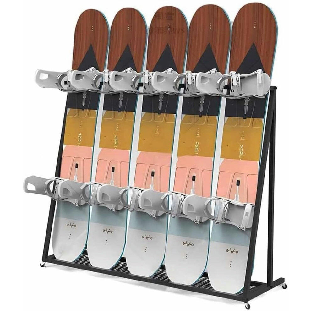 Ski And Snowboard Storage Rack With Wheels, Steel Freestanding Stand For Garage, Resort, Black 9771547431473