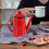 2X 1.1L Enamel Coffee Pot Hand Tea Kettle Induction Cooker Gas Stove Universal Red 3