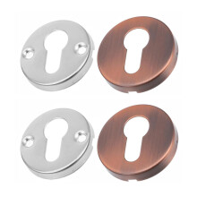 2 Pack Red Bronze Round Door Escutcheon Keyhole Cover Set for European Locks with CorrosionResistant Finish