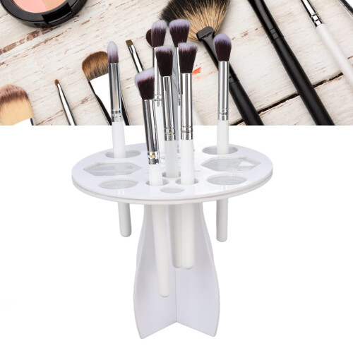 White Makeup Brush Drying Rack, 14Hole Quick Drying Holder and Organizer Stand 2