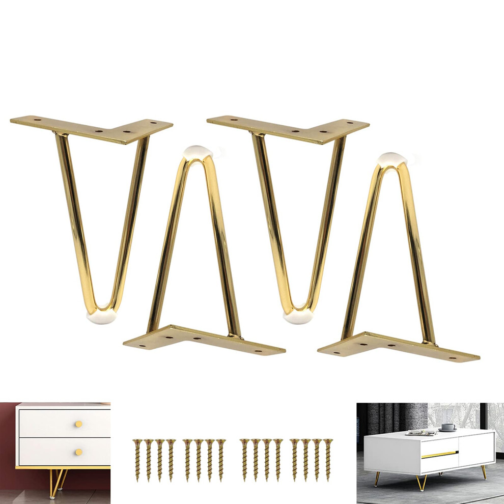 Hairpin Table Legs 25Cm Titanium Gold Heavy Duty Metal Furniture Legs With Screws For Coffee Desk 9771547431831