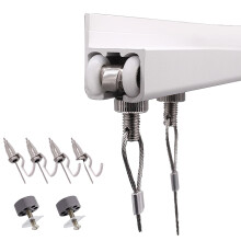 Picture Hanging Kit with Adjustable Hooks, 3m Wall Mount Rail Cable System for Gallery Display
