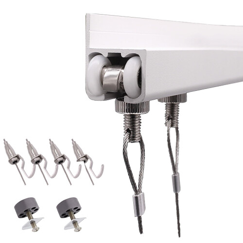 Picture Hanging Kit with Adjustable Hooks, 3m Wall Mount Rail Cable System for Gallery Display