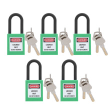 Safety Padlock Green NonConductive Shackle with Writable Label and Secure Key Retention