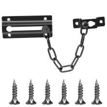 Door Chain Lock Stainless Steel Extra Security and Privacy Protection with Screws Black for Home