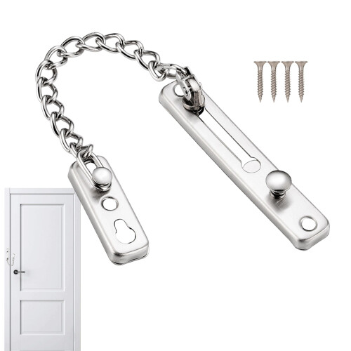 Stainless Steel Door Chain Lock AntiTheft Durable Security for Front Door and Indoor Use