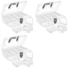 3X Perlen-Organizer-Box mit Griff, 24 Stück Rechteckige Aufbewahrungsboxen Aus Kunststoff, Transparente -Aufbewahrungsbehälter für Perlen
