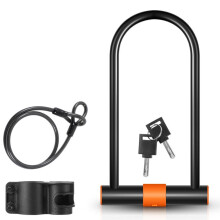 Lucchetto antifurto a U per bicicletta, robusto lucchetto resistente con copertura in silicone e staffa di montaggio, accessori per ciclismo ad alta