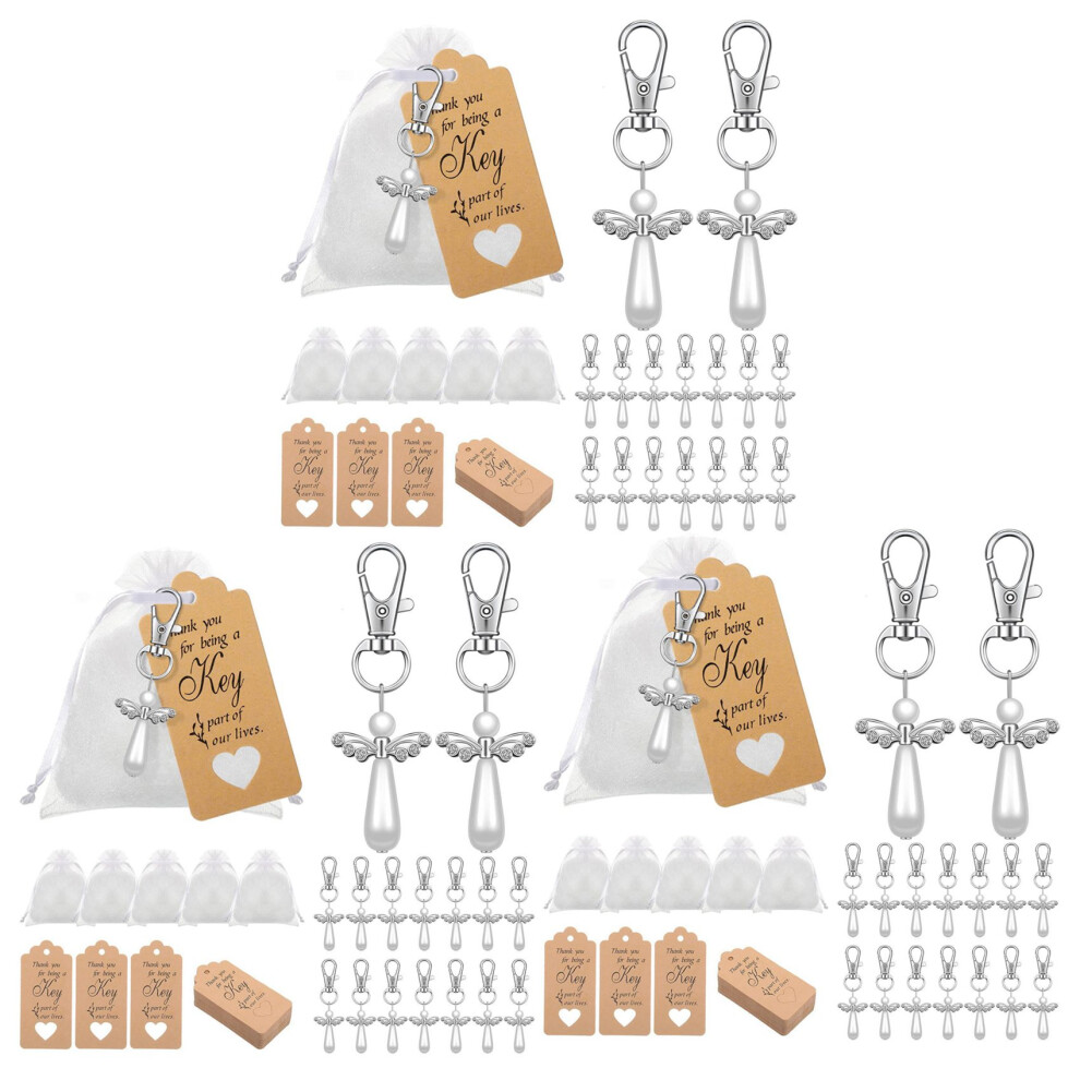 60Pcs Thank You Gift Angel Keychains Wedding Favors Guardian Angel For Christening Baby Shower Birthday Giveaway 6031060727372
