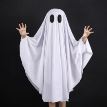 Unisex spökkostym för barn, Halloween-maskerad med huva, kuslig men vänlig spöklik design för små pojkar och flickor, mjuk och säker