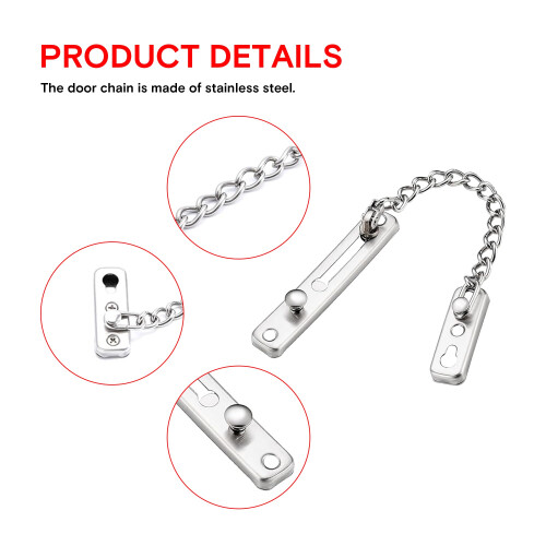 Stainless Steel Door Chain Lock AntiTheft Durable Security for Front Door and Indoor Use 2