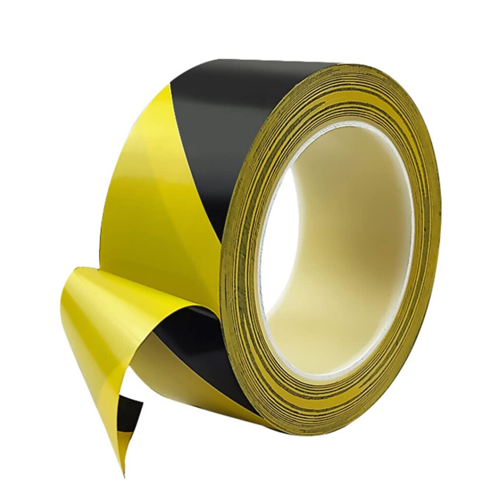 Hazard Warning Tape Black And Yellow 50Mm X 33M Visibility Weather Resistant Roll 9771547433118