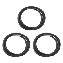 3X 3mm Schwarz Gummischnur Halskette mit Edelstahl Verschluss - 16 Inch