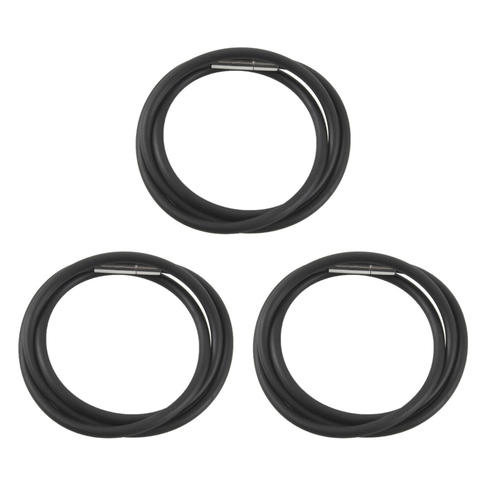 3X 3Mm Cord In Rubber Necklace With Clasp In Steel Stainless - 16 Inch Black 6031535506068