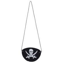 Cache-œil de pirate pour soirées costumées, motif tête de mort et os croisés, en feutre noir avec élastique, accessoire confortable pour les