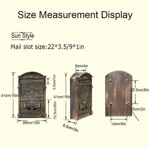 Large Locking Wall Mount Mailbox, Weatherproof Cast Aluminum, Secure Outdoor Mail Box with Keys 1