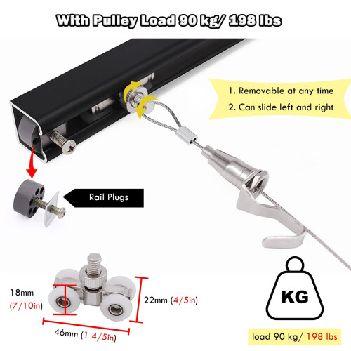 Picture Hanging Kit with Adjustable Hooks, 3m Wall Mount Rail Cable System for Gallery Display 1