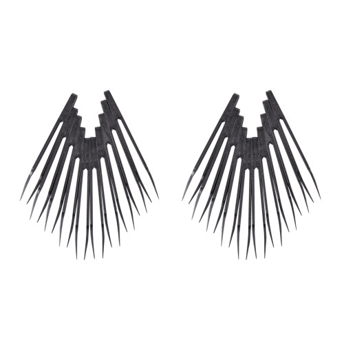Industries Round Tip Straight Plastic Anti-Static Tweezers Black 20Pcs 1