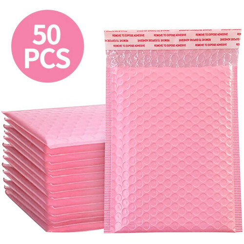 100 PCS Sacos de Envelope de Espuma Envelopes com Selo Automático Envelopes Acolchoados com Bolha Saco de Envio de Pacotes Saco Rosa 2