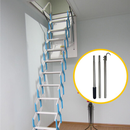Attic Ladder Pull Down Hook with Telescoping Loft Ladder Extension Pole for Safer Overhead Access 1