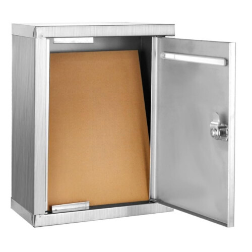 Large Wall Mount Locking Mailbox with Keys, Secure Silver Postbox for Home Outdoor Use 1