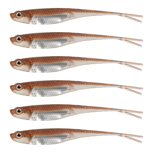 6 Stücke Schwimmende Weiche Silikon Köder-Hellbraun 75mm