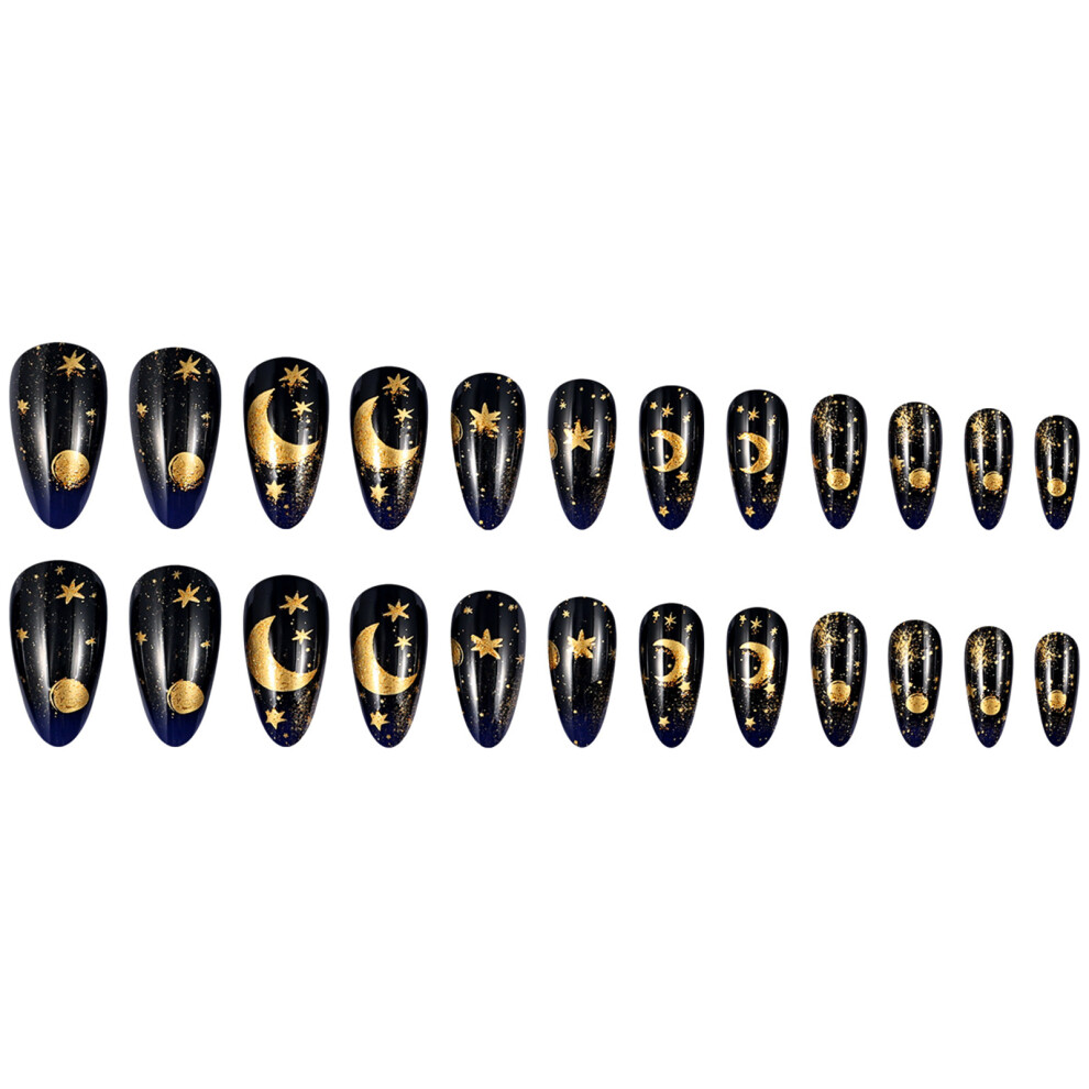 Creation-3C 24Pcs Star Moon Press On Nails For Women