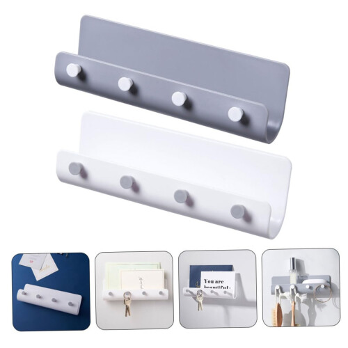 2pcs Wall Mounted Coat Rack with Shelf and Hooks for Entryway SpaceSaving Storage 2