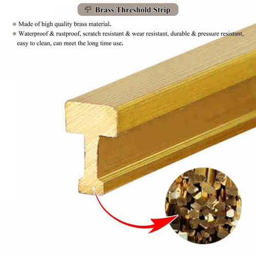 Solid Brass Transition Strip 1x1.6cm Door Threshold T Molding Carpet to Tile Edge Trim 2