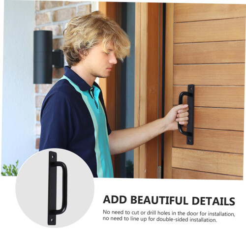 Barn Door Handle with Pull Push Plate Ergonomic Grip for Interior Sliding Doors Durable Easy Install 1