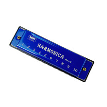 10 Hole Metal Harmonica with ABS Body for Clear Tones and-Blue