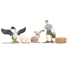 Farm Animal Toys Playset with Farmer, Durable Plastic Figures, Educational Gift for Toddlers