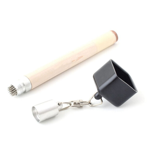 3X 2 in 1 Pocket Chalk Holder Prep Stick Billiard Snooker Pool Cue Tip Pricker Tool 1