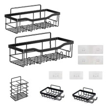 Shower 5 Pack, Rustproof Stainless Steel, No Drilling, Large Capacity, Ideal for Bathroom & Kitchen Storage