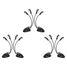 6 PeçAs Suporte de MúSica Clipe de Luz em Led Luzes de Livro de BraçO Duplo Luzes de Leitura para Livros Na Cama Clipe AjustáVel de 360 Graus