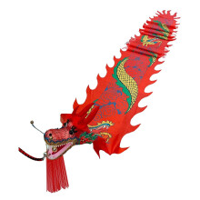Chinese Dragon Dance Ribbon Streamer 6m with 3D Dragon Poi and Fiberglass Handsticks for Festival