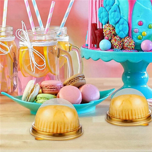 200Pcs Clear Plastic  Cupcake Boxes Muffin Pod Dome Muffin Cake Container Box Individual Cupcake Dessert Container 2
