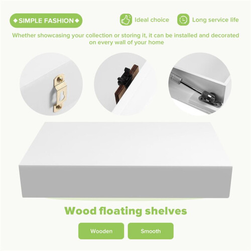 Solid Wood Floating Shelf with Hidden Compartment, Wall-Mounted Storage Rack, Home Decor A 2
