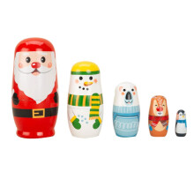 Santa Claus Russian Nesting Dolls Wooden 5 Layer Christmas Matryoshka Gift Set Ornaments