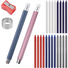 Juego de 2 Marcadores de Tiza para Costura de Tela, Lápiz de Tiza con Sacapuntas y Marcadores de Lápiz de 5,6 mm para Acolchado.