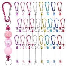 24-Teiliges Perlen-Schlüsselanhänger-Set mit Karabinerhaken - 8-Farbiges Sortiment für DIY-Schmuck und Kunsthandwerk