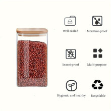 Glass Jars with Airtight Bamboo Lids - Snack Candy Storage Jar,Versatile Clear Containers for Candy, Food Storage & More