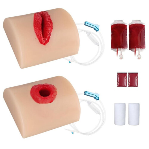 2Pcs Wound Packing Task Trainer Kit, Bullet & Laceration Wound Simulation for Medical Training
