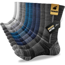 Chaussettes de travail en coton pour homme, lot de 5 paires, chaussettes de sport rembourrées et respirantes pour la randonnée et la course à pied.