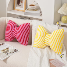 Cotton Cushion 33x43cm Red Bow Tie Sofa Cushion Nap Pillow with Lumbar Support Decorative Throw Pillow for Bed and Living Room(1Pcs)